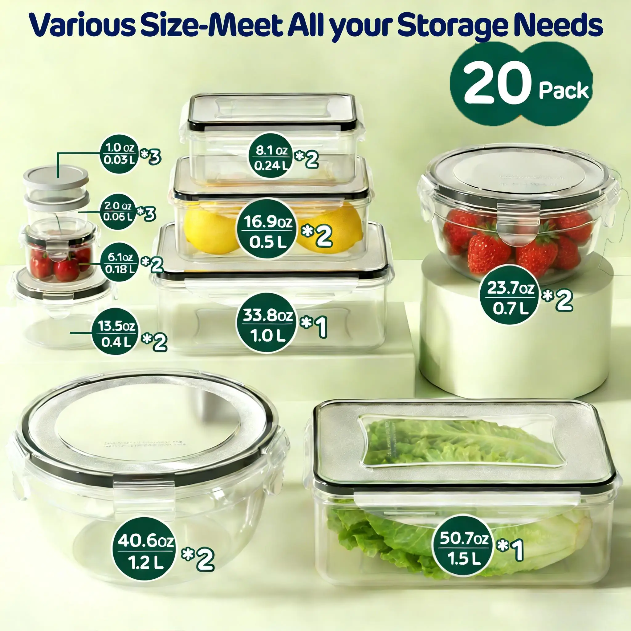 40/42/50/52/62Pcs Large Airtig - огляд і ціна Meal Prep Kitchen